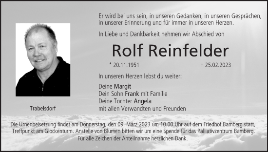 Anzeige von Rolf Reinfelder von MGO