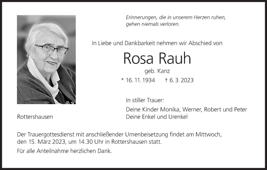 Anzeige von Rosa Rauh von MGO