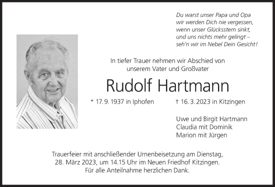 Anzeige von Rudolf Hartmann von MGO