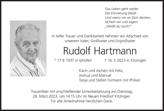 Anzeige von Rudolf Hartmann von MGO