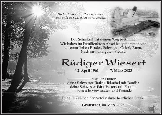 Anzeige von Rüdiger Wiesert von MGO