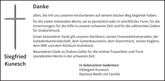 Anzeige von Siegfried Kunesch von MGO