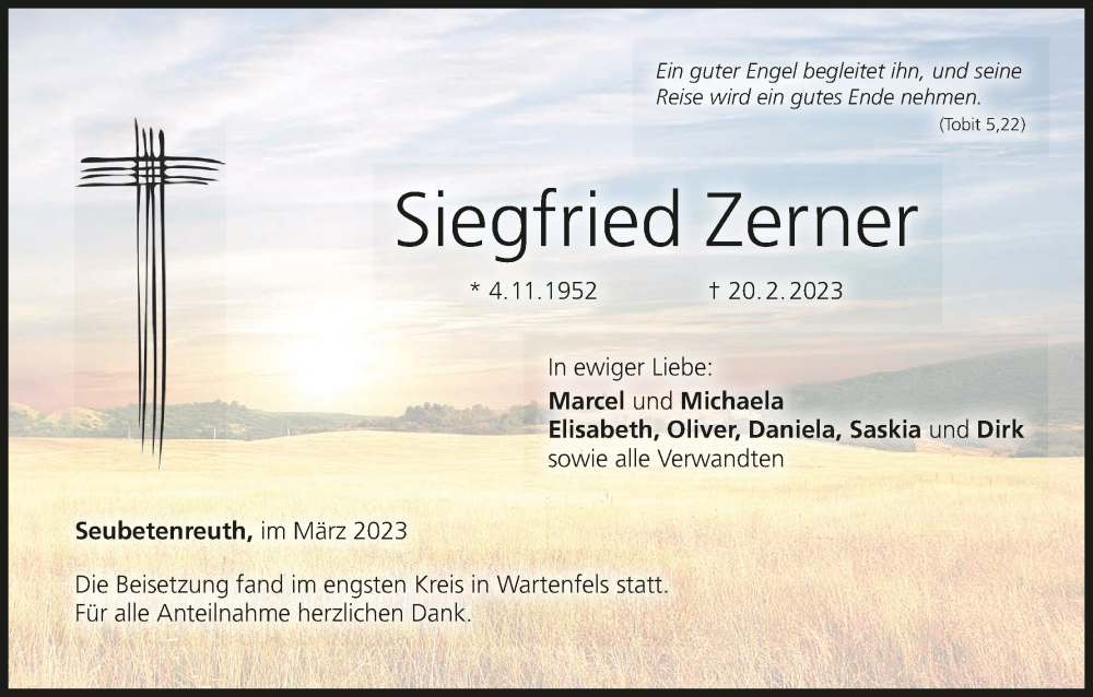  Traueranzeige für Siegfried Zerner vom 09.03.2023 aus MGO