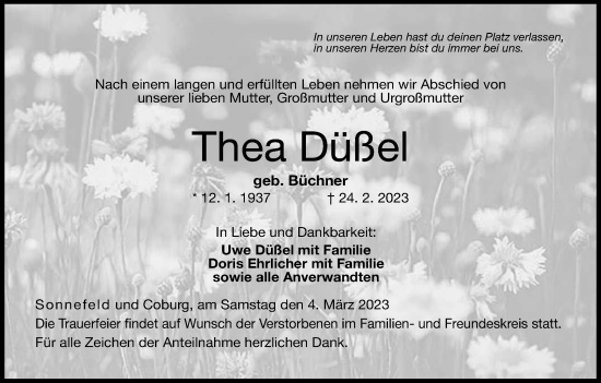 Anzeige von Thea Düßel von MGO