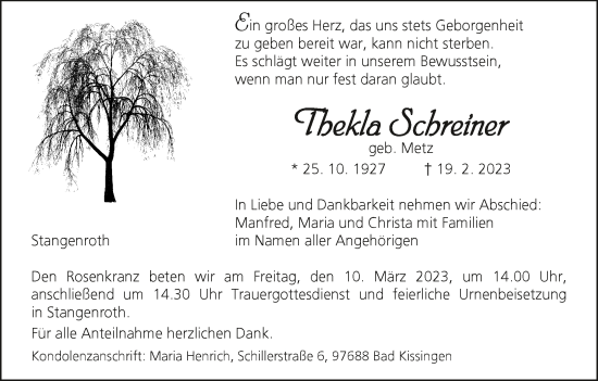 Anzeige von Thekla Schreiner von MGO