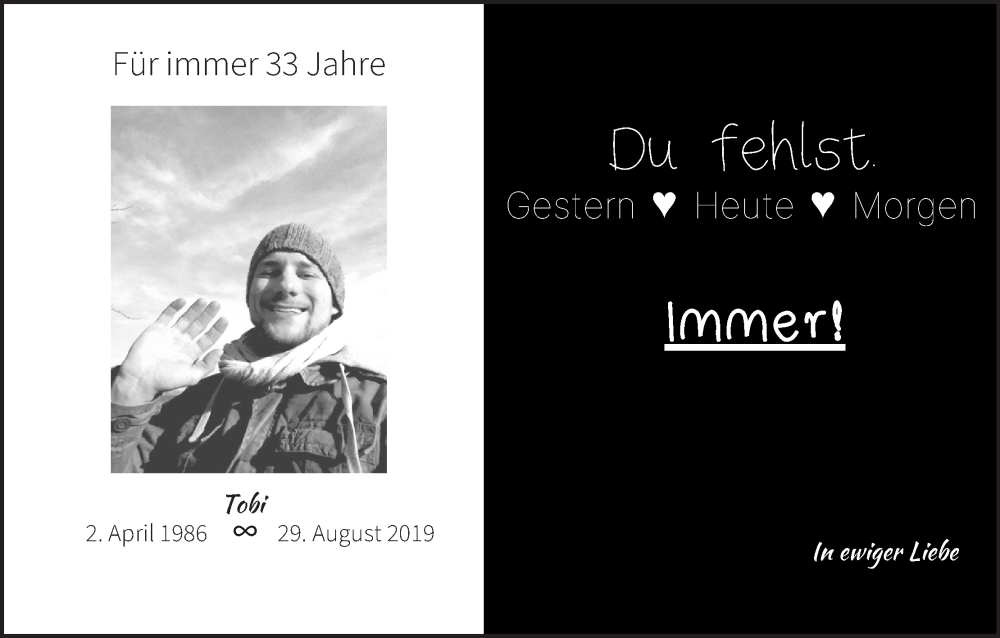  Traueranzeige für Tobias Knauer vom 01.04.2023 aus MGO
