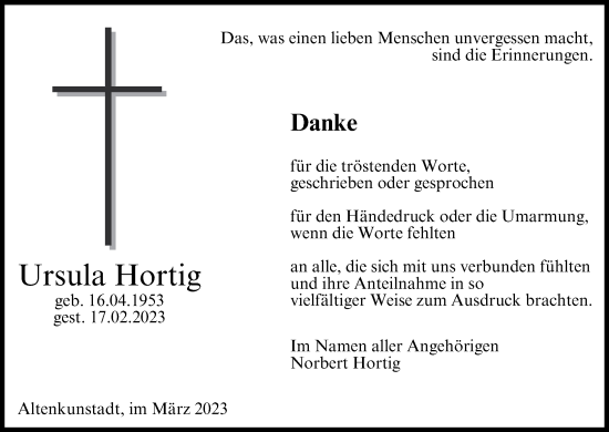 Anzeige von Ursula Hortig von MGO