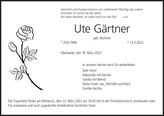 Anzeige von Ute Gärtner von MGO