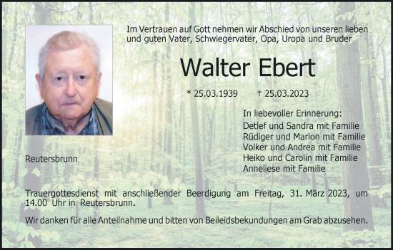 Anzeige von Walter Ebert von MGO