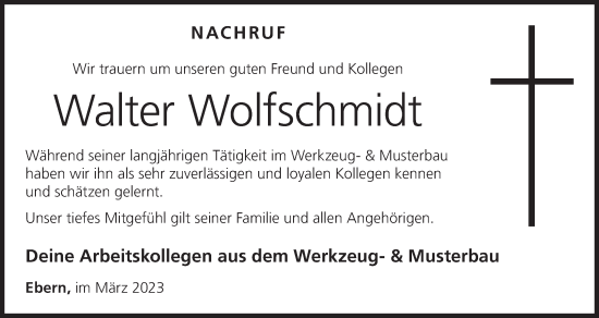 Anzeige von Walter Wolfschmidt von MGO