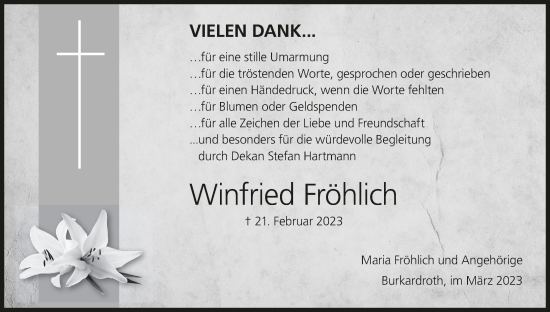 Anzeige von Winfried Fröhlich von MGO