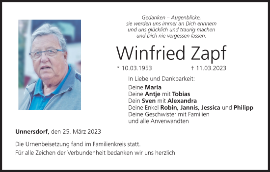 Anzeige von Winfried Zapf von MGO