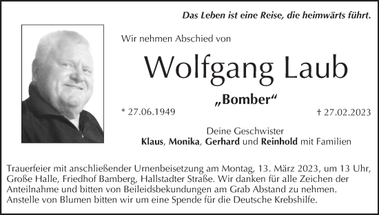 Anzeige von Wolfgang Laub von MGO