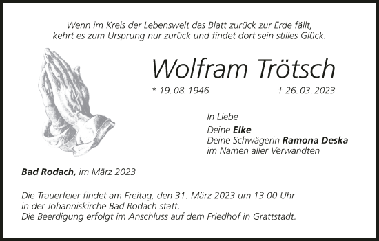 Anzeige von Wolfram Trötsch von MGO