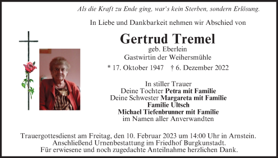 Anzeige von Gertrud Tremel von MGO