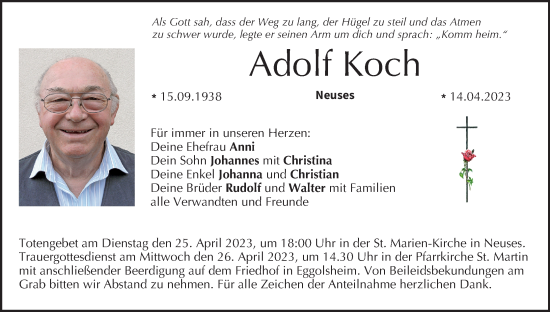 Anzeige von Adolf Koch von MGO