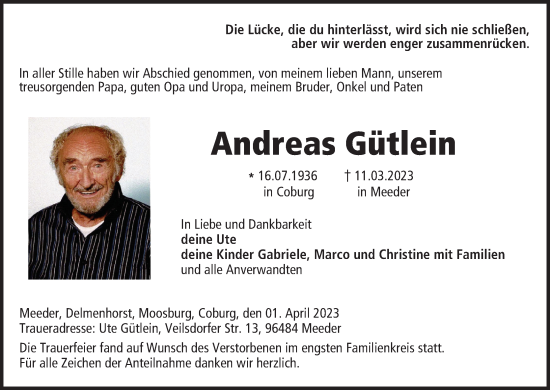 Anzeige von Andreas Gütlein von MGO
