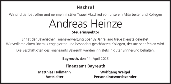 Anzeige von Andreas Heinze von MGO