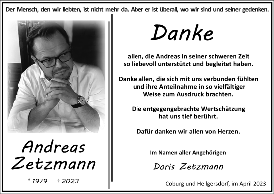 Anzeige von Andreas Zetzmann von MGO