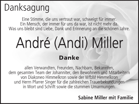 Anzeige von André Miller von MGO