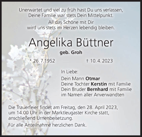 Anzeige von Angelika Büttner von MGO