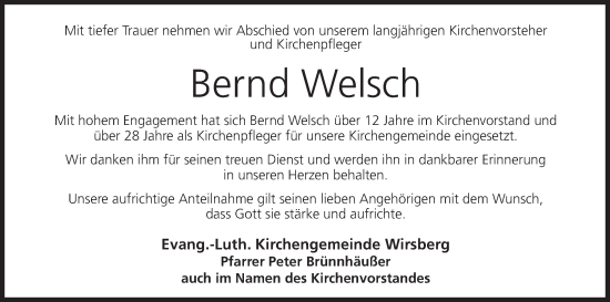 Anzeige von Bernd Welsch von MGO
