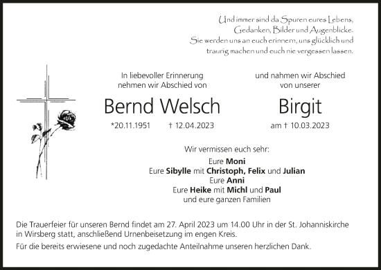 Anzeige von Bernd Welsch von MGO