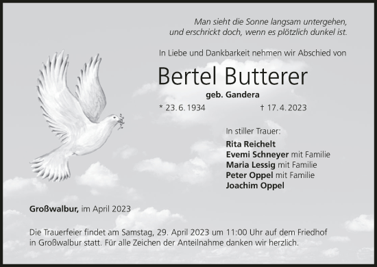 Anzeige von Bertel Butterer von MGO