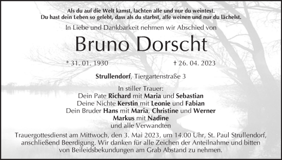 Anzeige von Bruno Dorscht von MGO