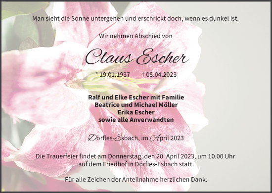 Anzeige von Claus Escher von MGO