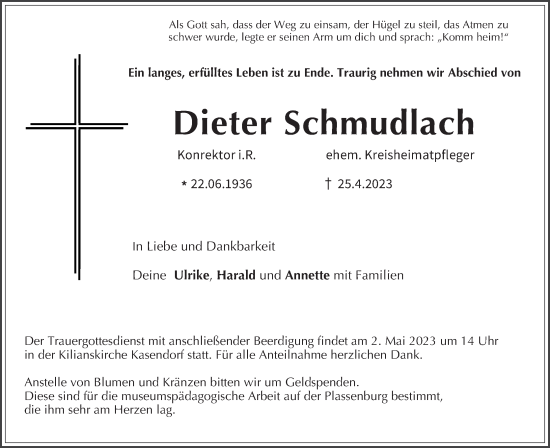 Anzeige von Dieter Schmudlach von MGO