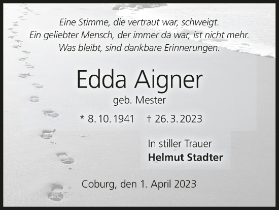 Anzeige von Edda Aigner von MGO