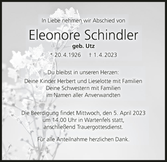 Anzeige von Eleonore Schindler von MGO