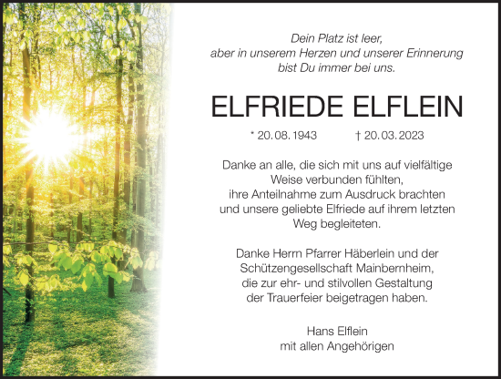 Anzeige von Elfriede Elflein von MGO