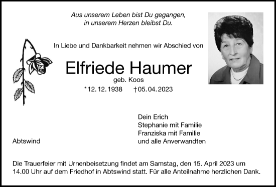 Anzeige von Elfriede Haumer von MGO