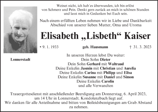 Anzeige von Elisabeth Kaiser von MGO