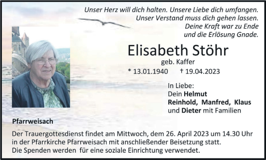 Anzeige von Elisabeth Stöhr von MGO