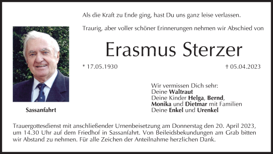 Anzeige von Erasmus Sterzer von MGO