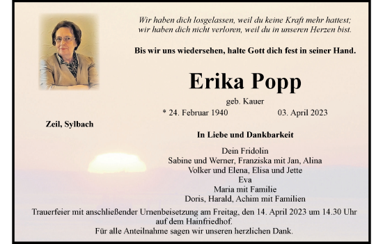 Anzeige von Erika Popp von MGO