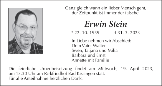 Anzeige von Erwin Stein von MGO