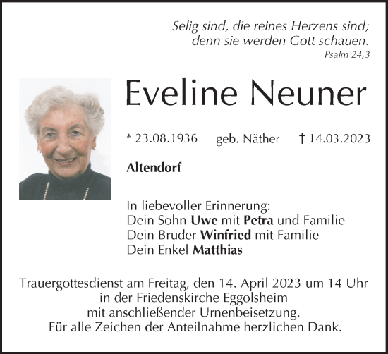 Anzeige von Eveline Neuner von MGO