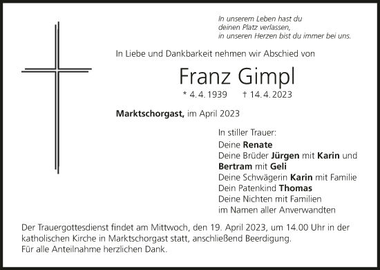 Anzeige von Franz Gimpl von MGO