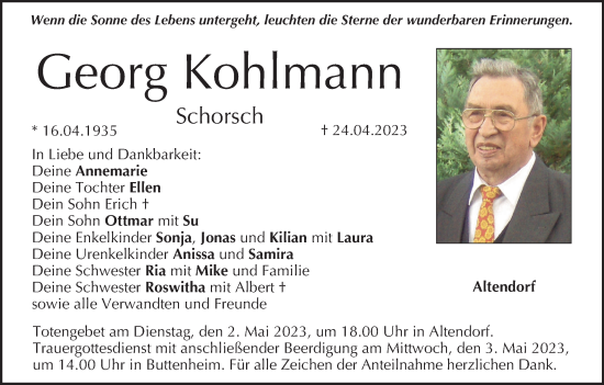 Anzeige von Georg Kohlmann von MGO