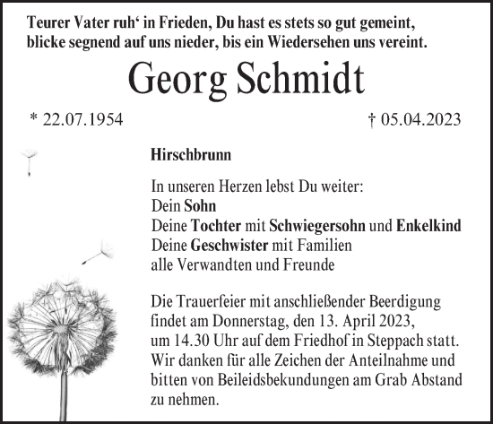 Anzeige von Georg Schmidt von MGO