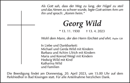 Anzeige von Georg Wild von MGO