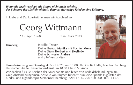 Anzeige von Georg Wittmann von MGO