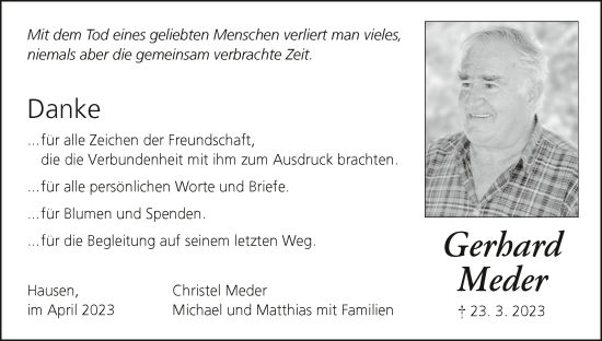 Anzeige von Gerhard Meder von MGO