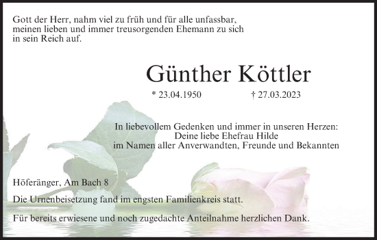 Anzeige von Günther Köttler von MGO