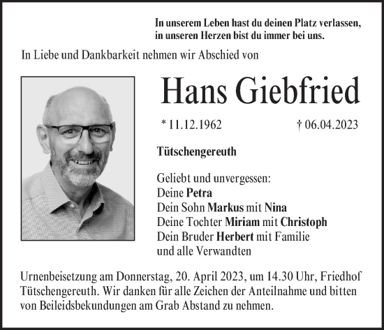 Anzeige von Hans Giebfried von MGO