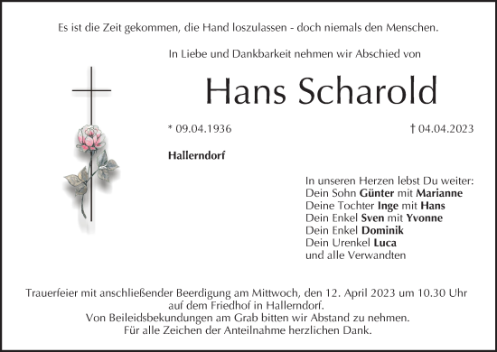 Anzeige von Hans Scharold von MGO